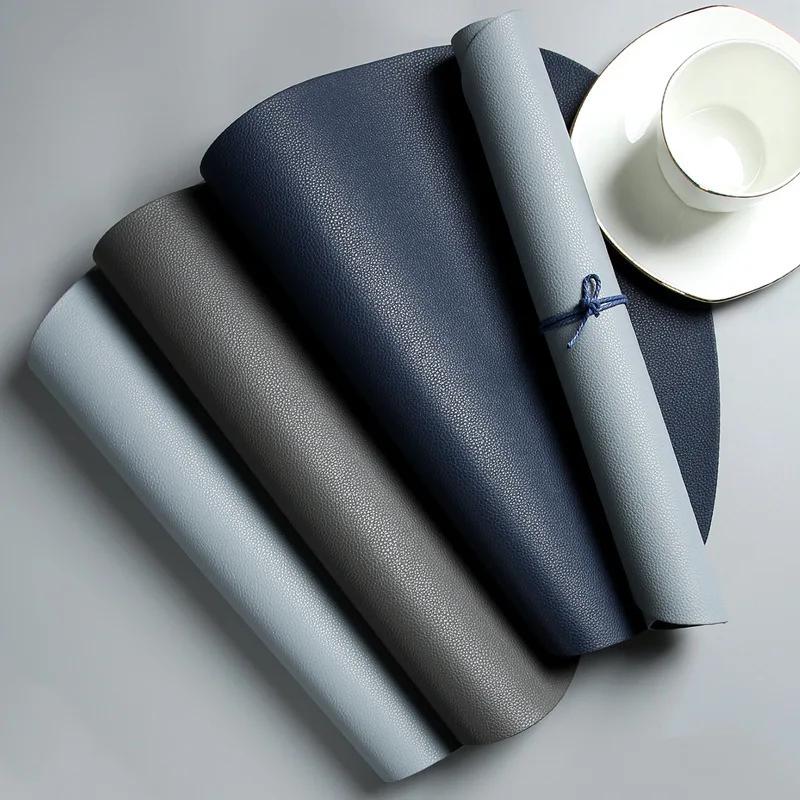 PU Placemats for Tableware Waterproof Non-Slip Coaster Leather Place Heat Insulation for Kitchen Accessories Pad Cup Wine Mat