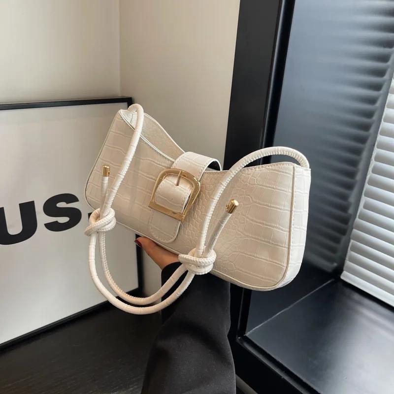 Single shoulder women's armpit bag French texture solid color fashion niche popular new