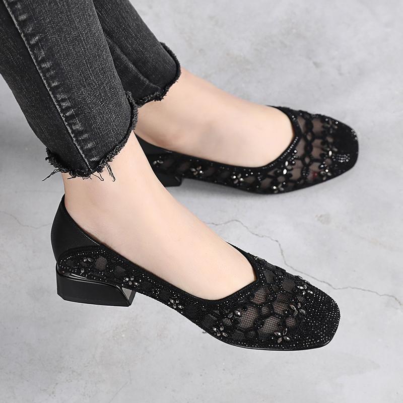 Fashion GKTINOO 2025 Summer Fashion Pumps Cut-outs Women Crystal Casual Ladies Shoes High Heels Tenis Feminino Genuine Leather Sandals