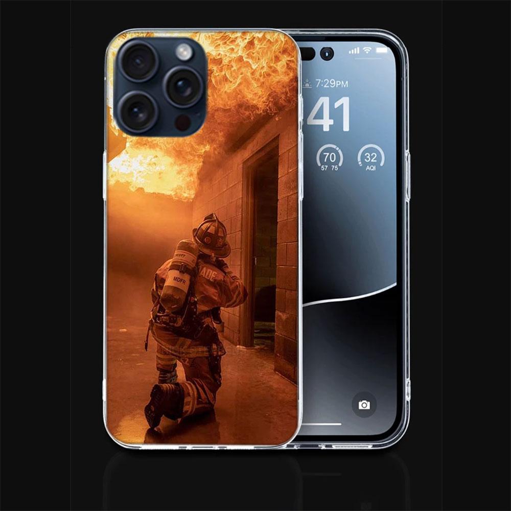 Firefighter Heroes Fireman Capa Phone Case For Iphone 17 Air 16 Pro Max 15 12 Pro 14 Plus 17E 16E 11 13 Mini Cover Cases Fundas