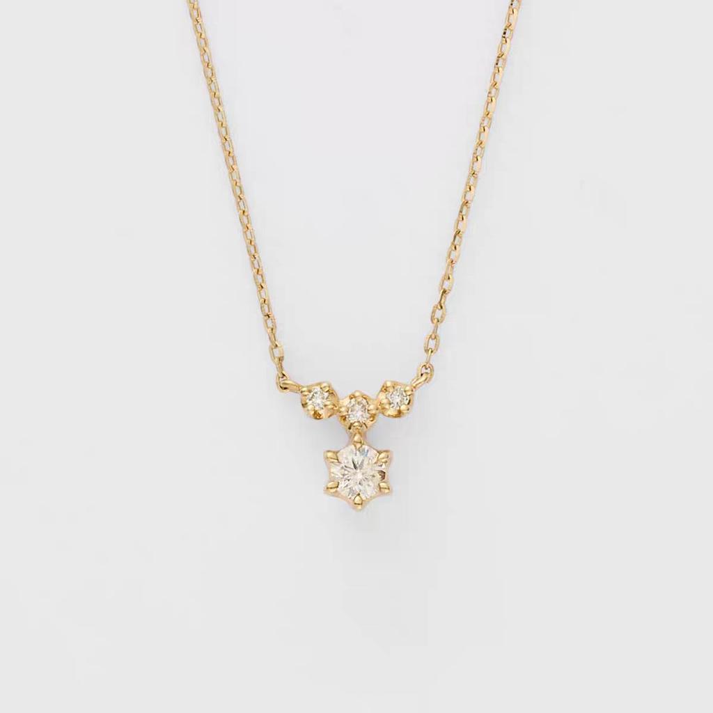 Japanese 925 Sterling Silver K Gold Plated Zircon Water Drop Necklace - Winter Christmas Limited Edition