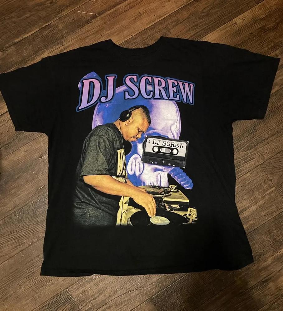 Ретро 80-х Стиль DJ Screw Музыкальная Футболка Черная Классическая Унисекс Футболка L