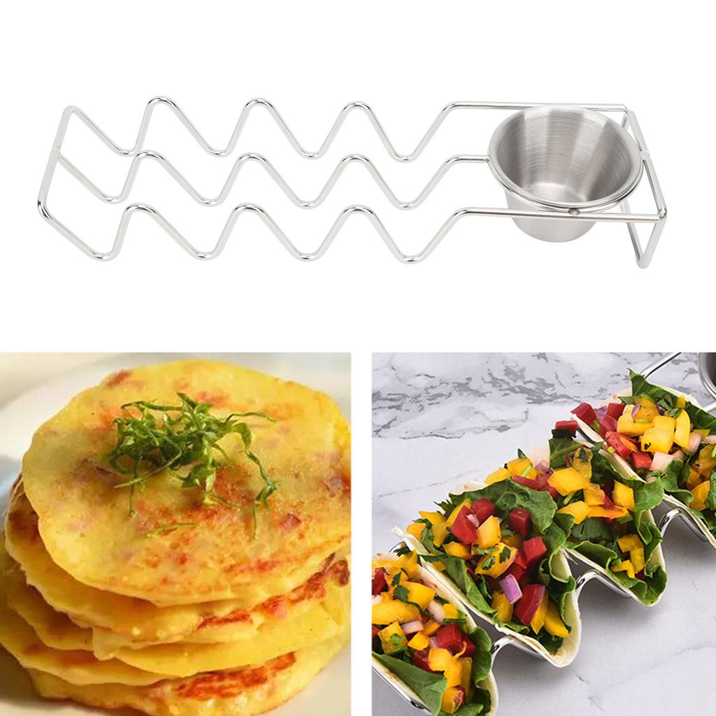 Tabletop Taco Stand Taco Mold Stainless Steel Taco Tray with Sauce Bowl for Home Kitchen Restaurant
