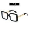 Women's Large Frame Square Sunglasses with Chain Temples