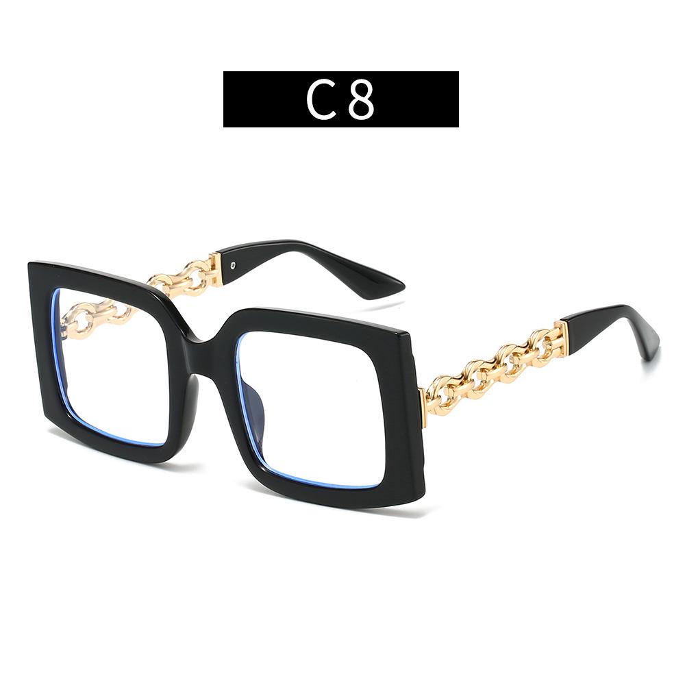 Women's Large Frame Square Sunglasses with Chain Temples