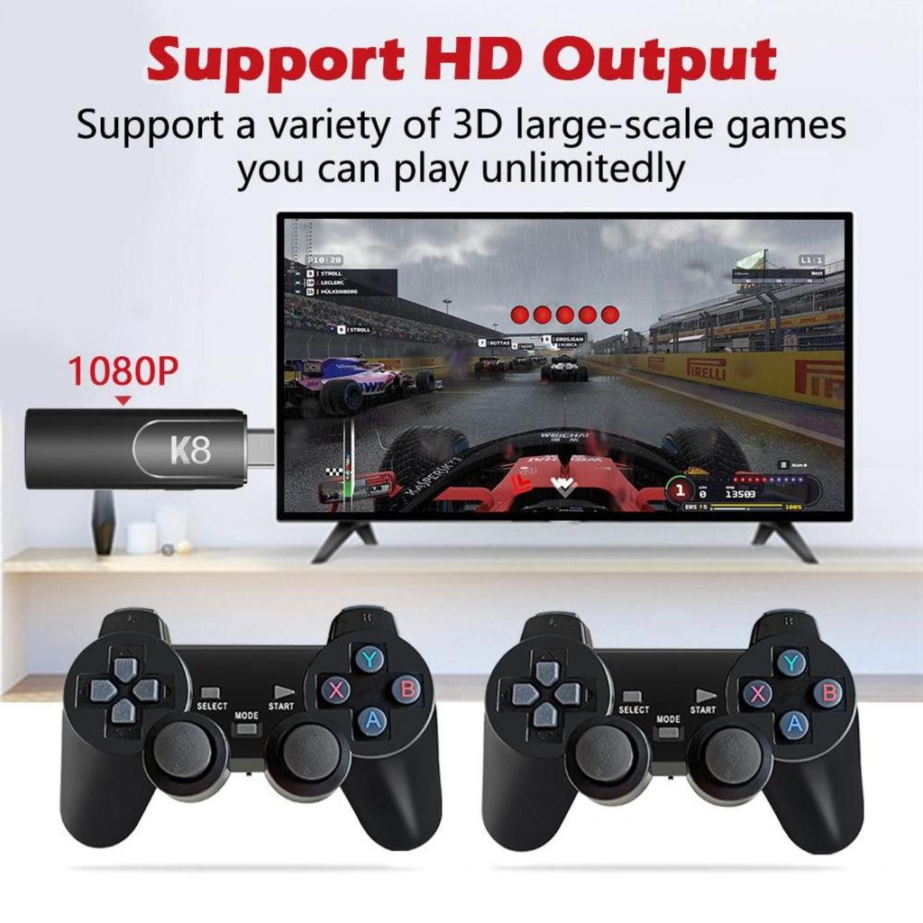 Console di gioco retrò wireless K8 con 40.000 giochi classici integrati, uscita TV HDMI 4K, doppio controller wireless 2.4G, stick di gioco nostalgico 64G