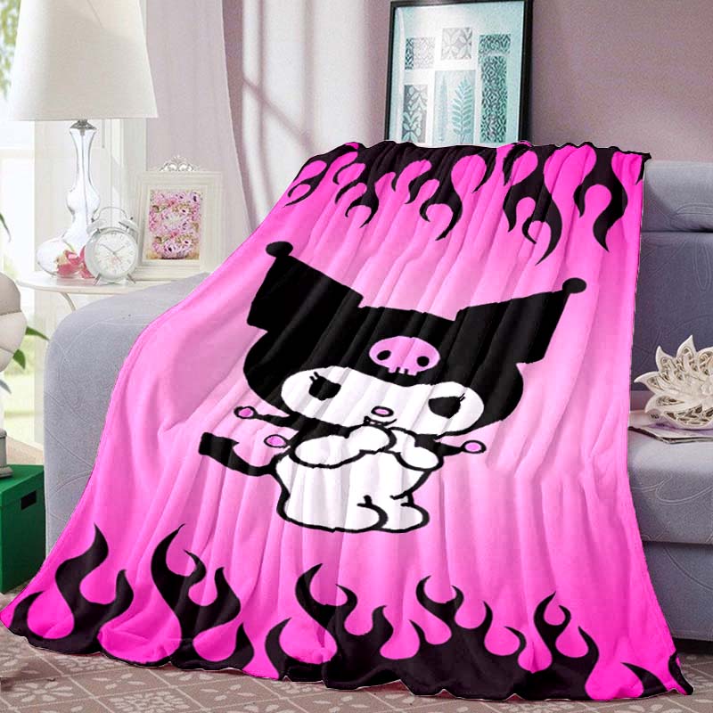 

This 3D-printed cartoon-themed Kuromi flannel blanket is warm, comfortable, and soft, making it suitable for use in the bedroom, 75x90cm