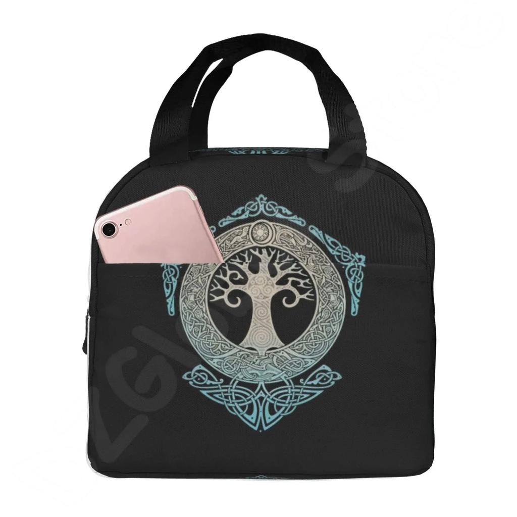 Viking Nordic Celtic Symbol Print Thermal Lunch Bags for Women Men Insulated Lunch Box Bento Bag for Beach School Work Office