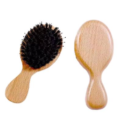 Small Paddle Wooden Travel Hairbrush Cute Style Salon Use for Boys and Girls with Thick/Dry Hair Beech Material