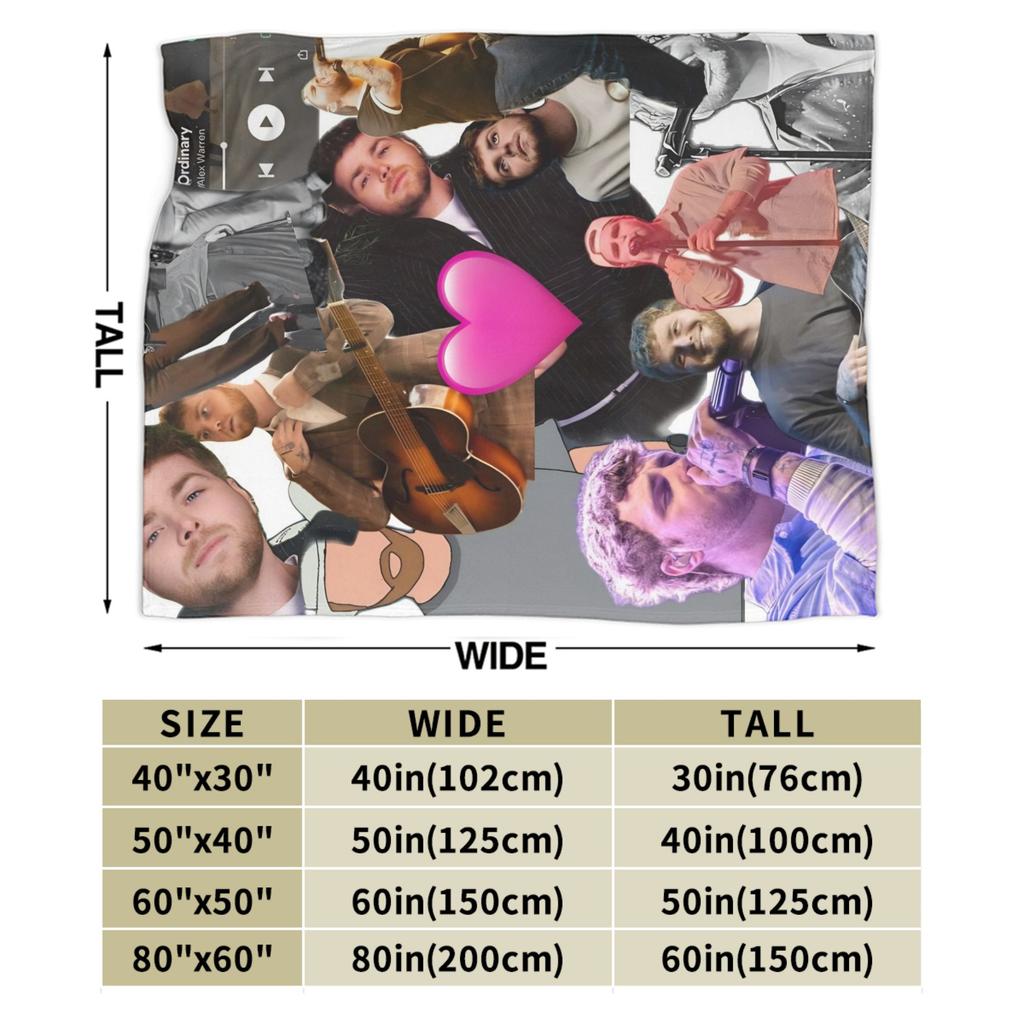 Warm Soft Blanket Decorative Alex Warren America Singer Throw Blanket Flannel Bedspread For Bedroom Novelty Sofa Bed Cover
