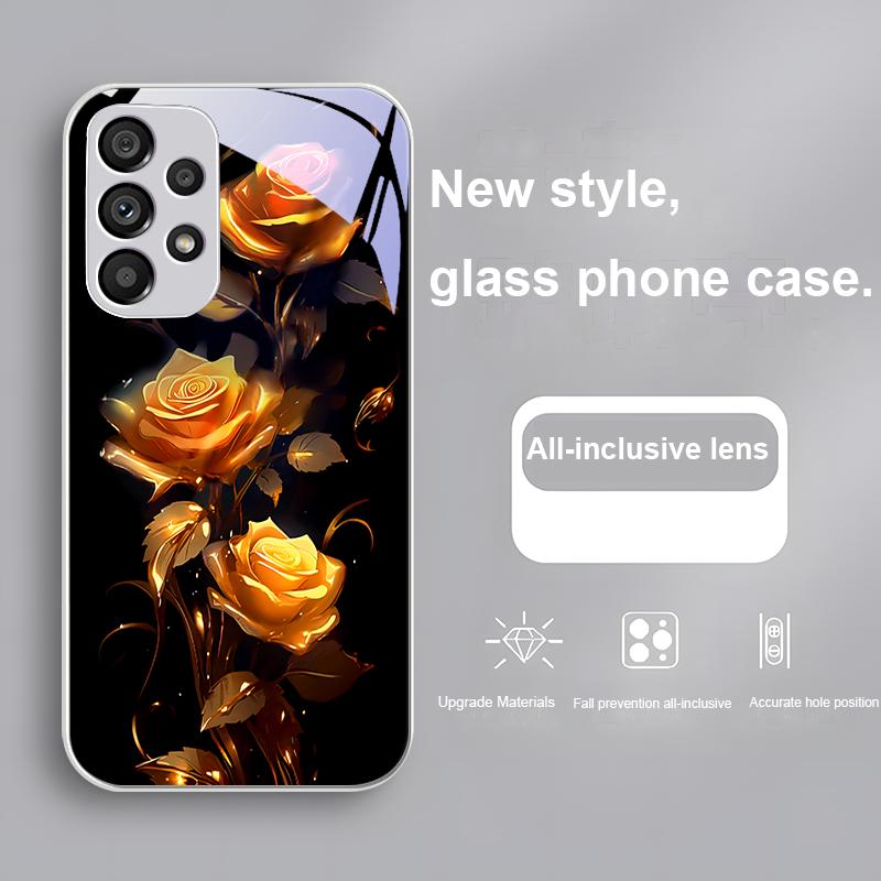 Brilliant Rose Blue For Samsung Galaxy Note 10 Plus S20 21 FE S23 Ultra S8 9 A70 72 73 50 51 52 53 Tempered Glass Phone Case