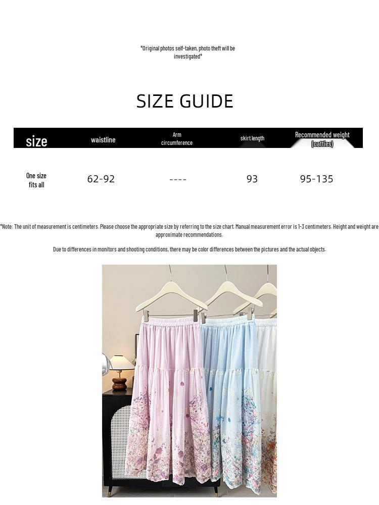 Monet Garden Floral Print Midi Skirt: French A-line Beach Style, Spring/Summer 2026 Collection