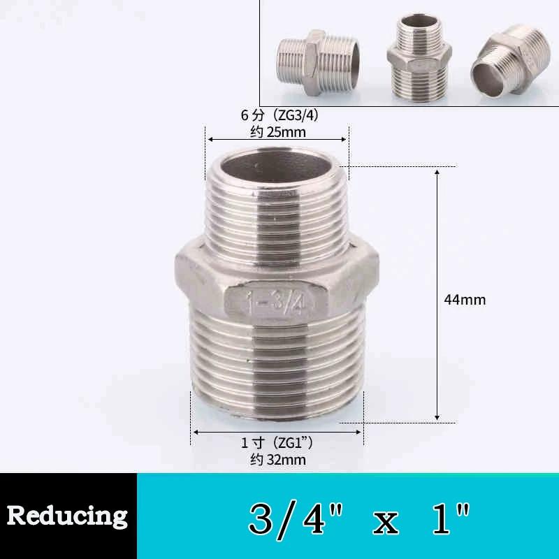 10pc 304 Stainless Steel Hexagonal Outer Wire Double Headed Straight Through Coupling Threaded Pipe Male Thread Hex Nipple Union