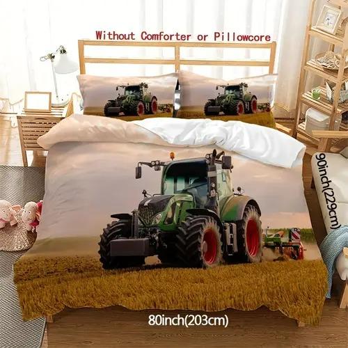 

Tractor Soft Duvet Cover Soft Duvet Cover featuring Tractor Patern Suitable for Children Kids plus Adult Peoples Soft Warm Comfortable plus Breathable 135*200cm Eu-Single