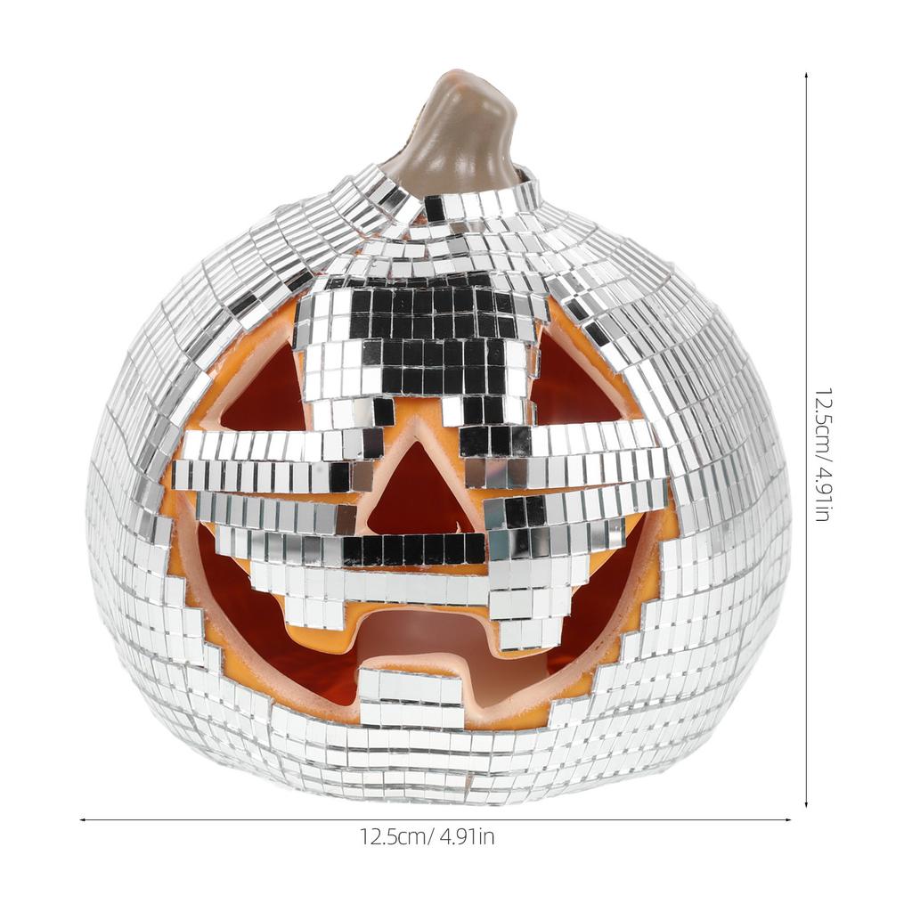 Hollow Light Up Pumpkin Lantern Mosaic Mirror Tiles Silver Glass Halloween Decoration LED Disco Pumpkin Lamp Indoor Outdoor