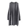Women's Solid Color Long Sleeved Knee Length Knitted Cardigan, Lazy Trend, Medium Long Hair Jacket