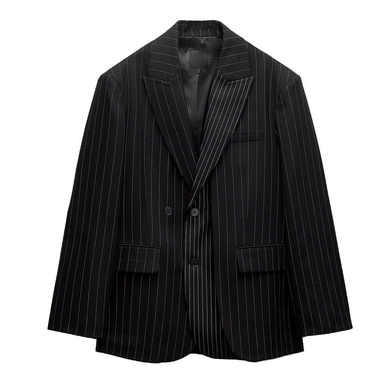 

Za Autumn New Suit Tops Stylish Niche Style Work Clothing Pinstripe Loose Suit Jacket 5247753 Stripes L