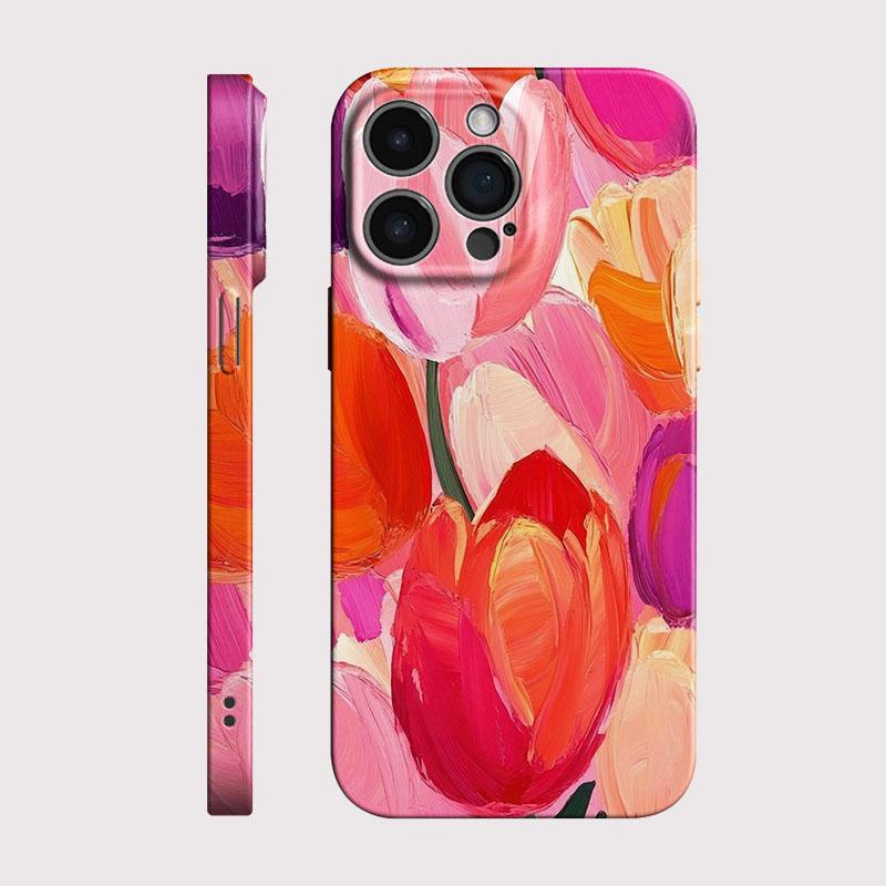 Oil Painting Tulip Flower Glossy Film Hard Phone Case for Samsung Galaxy A37 A57 A17 A07 A16 A56 A26 A35 A15 A54 A05 A14 4G 5G