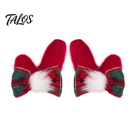 Decorative Antler Hair Pins 2Pcs Christmas Clips with Plaid Bows and Pom Poms Decor, Festive Holiday Winter Party Accessories for Women Girls,