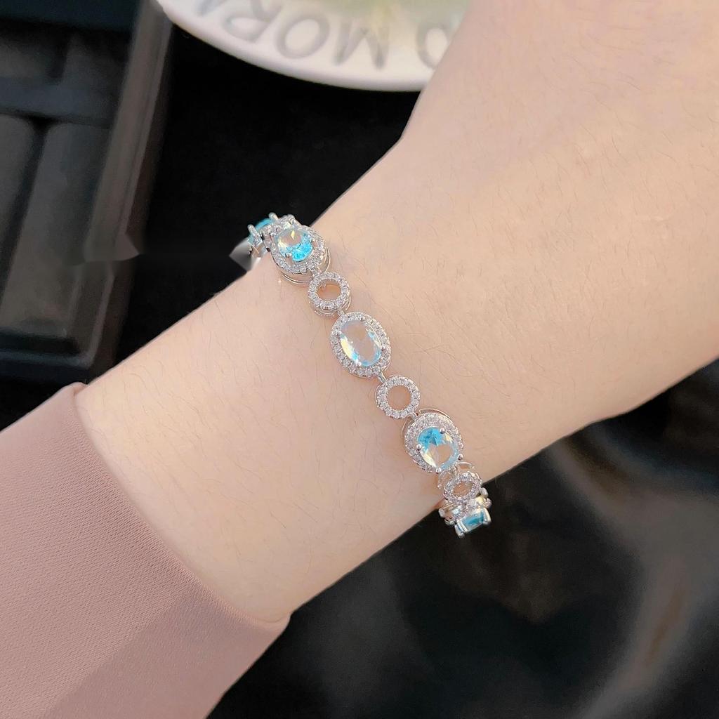 BELLA BOX Exquisite Luxury Handmade Oval Multi-color Zircon Bracelet Suitable For Women's Daily Party Fashion Jewelry