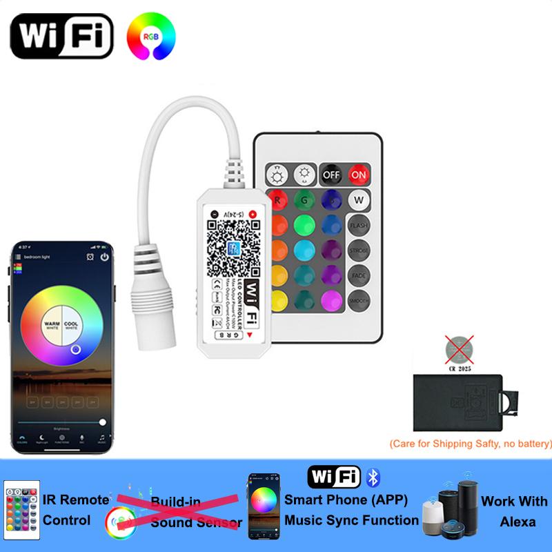 Wifi Rgb Lighting Controller 12V 4 Pin Bluetooth RGB Led Controller Smart 24Key Remote RGB Led Lights Controller Programmable
