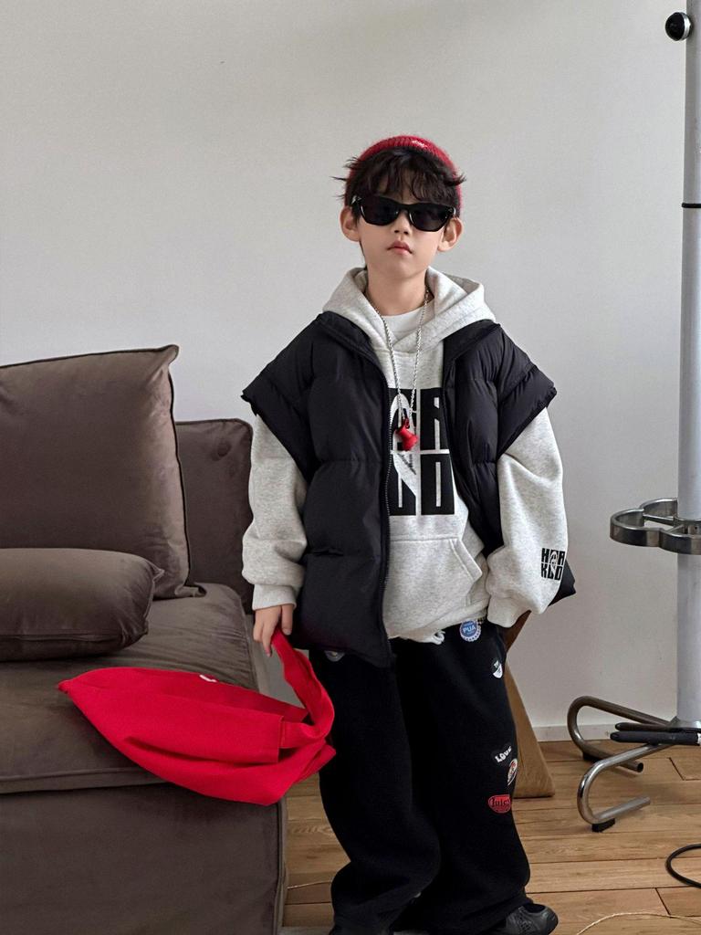 2025 Boys' Autumn/Winter Down Vest - Sleeveless Padded Jacket for Kids - Warm, Loose Outerwear