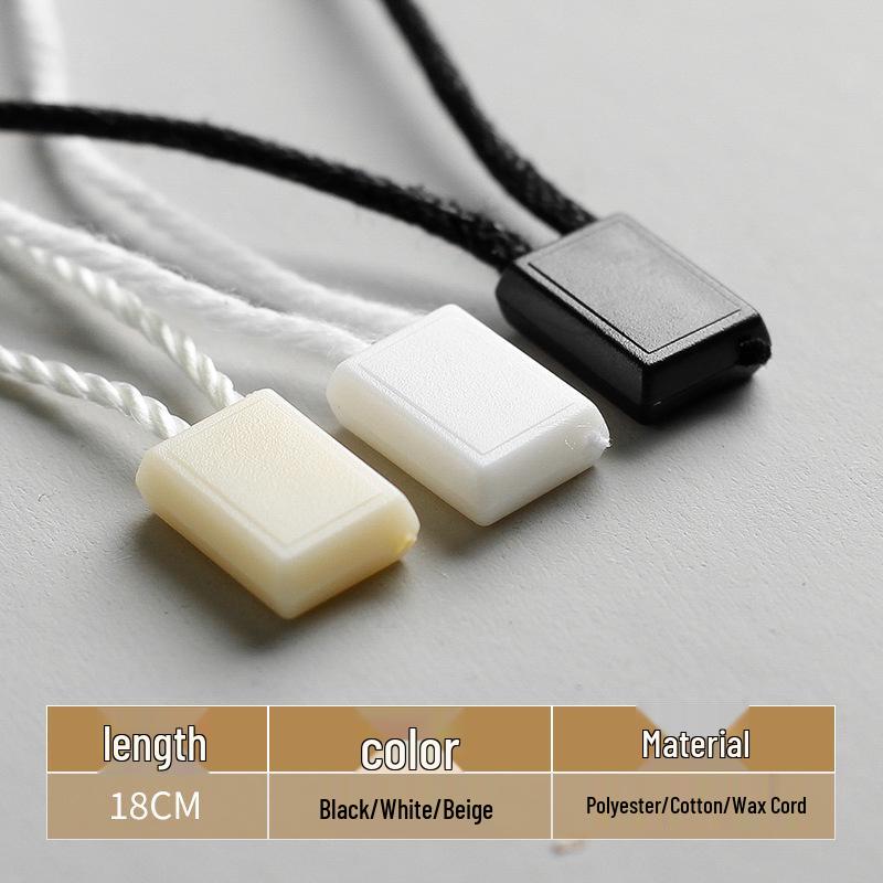 Universal Hanging Tag String for Clothing, Shoes, and Bags - Disposable, Single-Hole, Snap Button Design for Men’s, Women’s, and Kids' Items