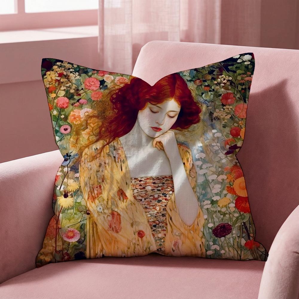 G-Gustav K-Klimt Oil Painting Cushion Cover Multi-Scene Pillow Cover for Home & Car - Reversible, Soft & Durable for Daily Use