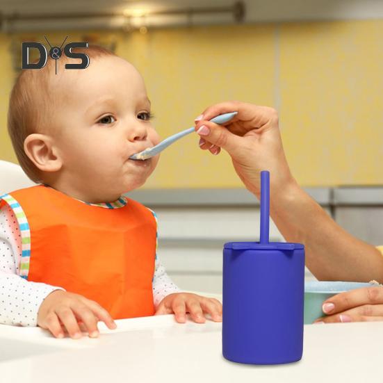 150ml Kinderbekers met Deksel En Rietjes Herbruikbare Lekkagevrije Bekers voor Kinderen Onbreekbare Siliconen Kinderbeker met Tuit voor Thuis School Keuken
