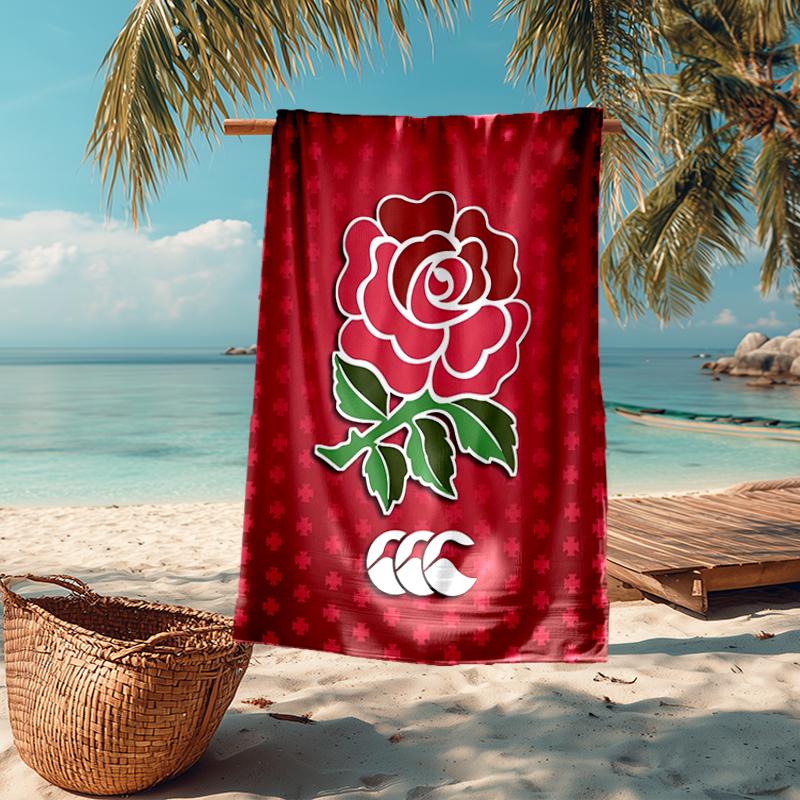 Ultra-Soft Beach Towel with England Rugby Theme,Ideal for Pool - Camping, Diving - Perfect Travel Essential, Vibrant Beach Towel.
