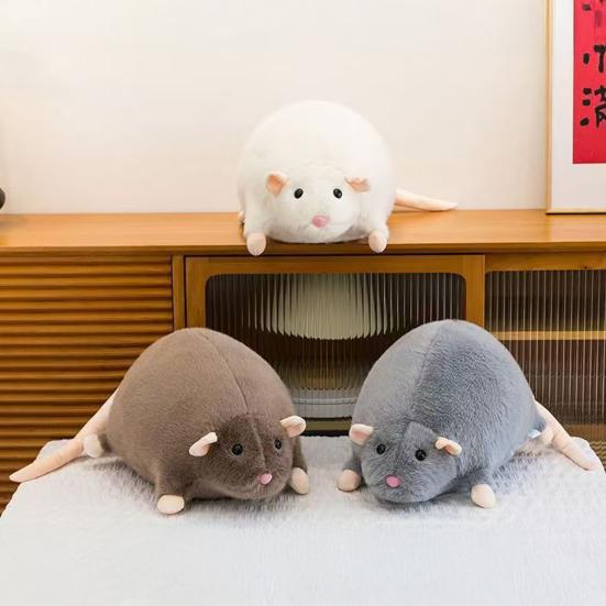 Plysjrotte Kosedyr Prankeleke Plysj Kreativ Gave Myk Kosete Realistisk Mus til Bursdag Gagg