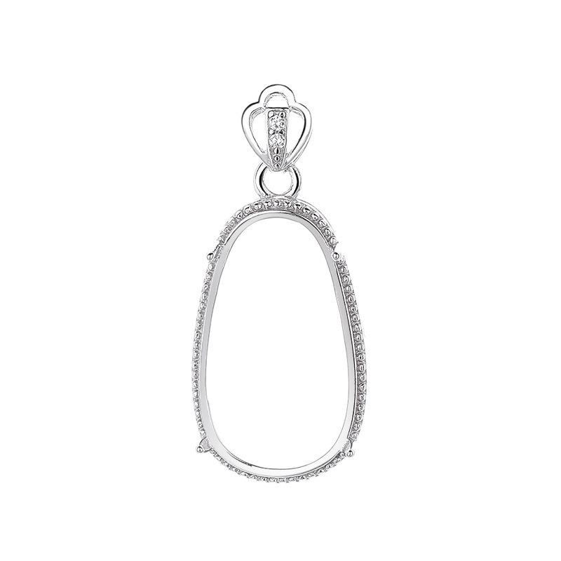 Klassischer Damen Halskettenanhänger: S925 Sterling Silber Ovaler Fassung, Leichter Luxus Mode, Handgefertigt Ungefasstes Design