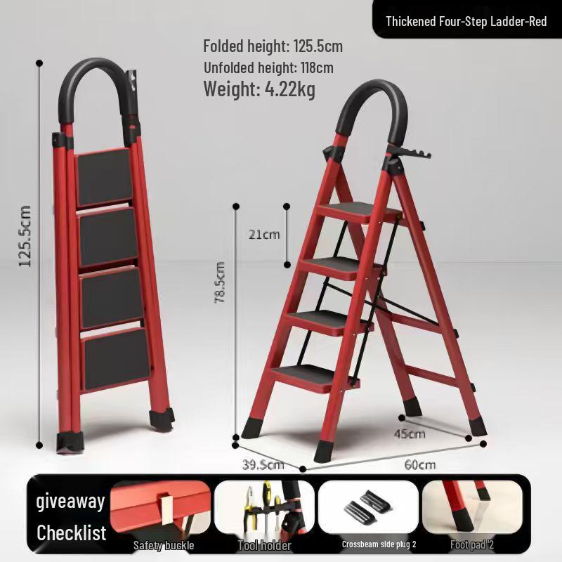 Housewarming Joy Portable Folding A-frame Ladder, Carbon Steel, 4-5 Steps