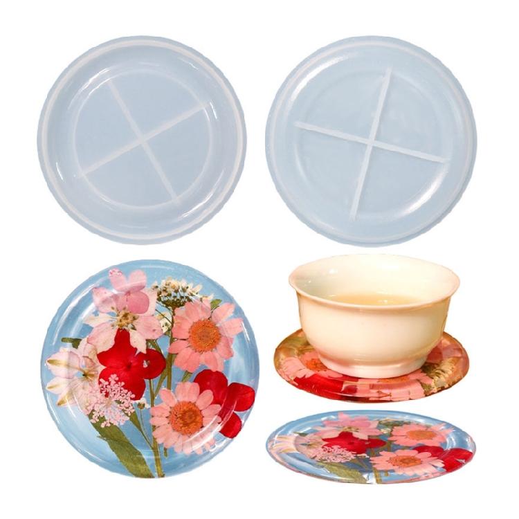 DIY Coaster Plate Molds Round Small Tea-Cup Mat Silicone Molds Epoxy Resin Molds