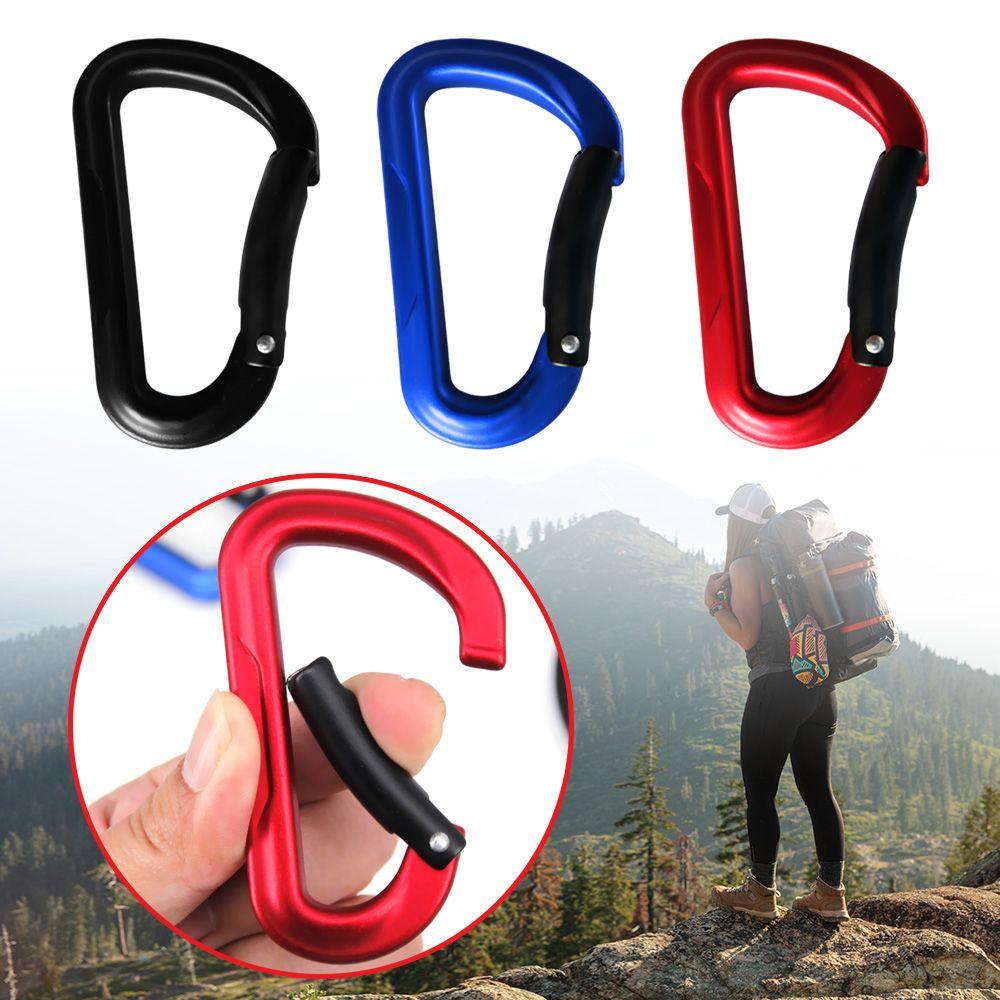 Multicolor Aluminium Equipment Climbing Button Camping Hiking Hook Alloy Carabiner Buckle Keychain