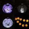 Timelessly Designed Led Paper Pumpkin Lantern With Spider And Bat For Perfect Halloween Decoration