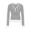 JUZUI Women's 2025 Spring Striped Knit Pullover Sweater