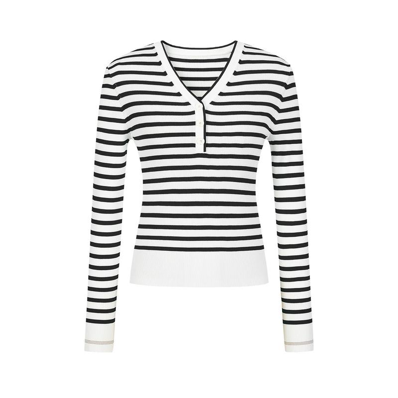 JUZUI Women's 2025 Spring Striped Knit Pullover Sweater