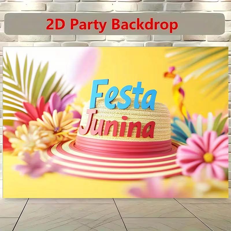 Brazilian June Festival 2D Backdrop, "Festa Junina" Floral Photo Background