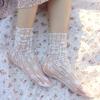 Damen Harajuku Kawaii Damen Atmungsaktive transparente Spitzensocken mit Blumenmuster Süße Netznetzsocken Weiche Lustige Socken Strumpfwaren