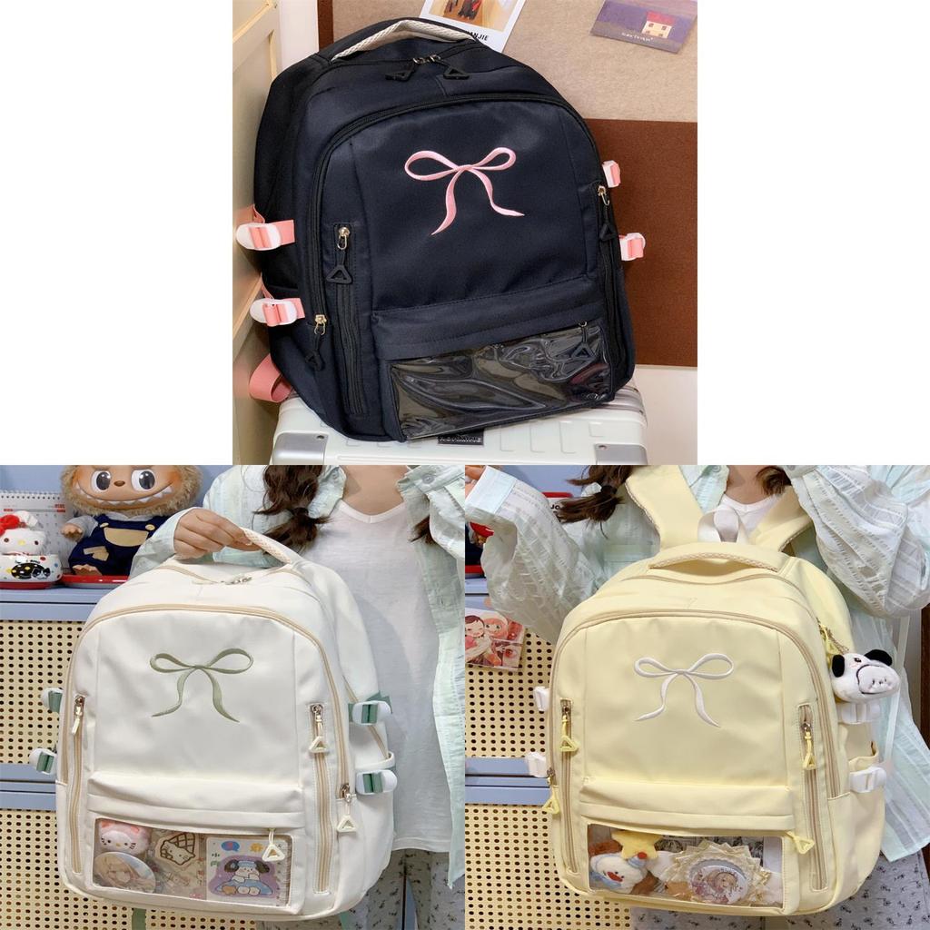 Mädchenrucksack mit gestickter Schleife und Nylon für die Schule