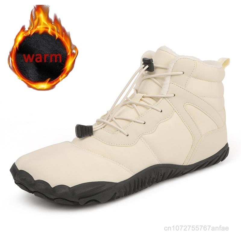 Büyük Beden 36-47 Kışlık Çıplak Ayak Botları Su Geçirmez Kışlık Spor Ayakkabılar Kürk Astarlı Geniş Burun Kutusu Kar Botu Kadın Erkek Peluş Yürüyüş Botları