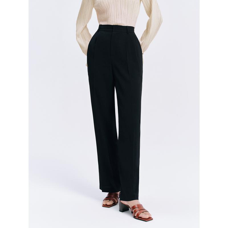 Jiuzi Anna Kou Commuting OL Style Aging Free Straight Leg Pants Acetate Long Casual Western Pants Women's Autumn New Style