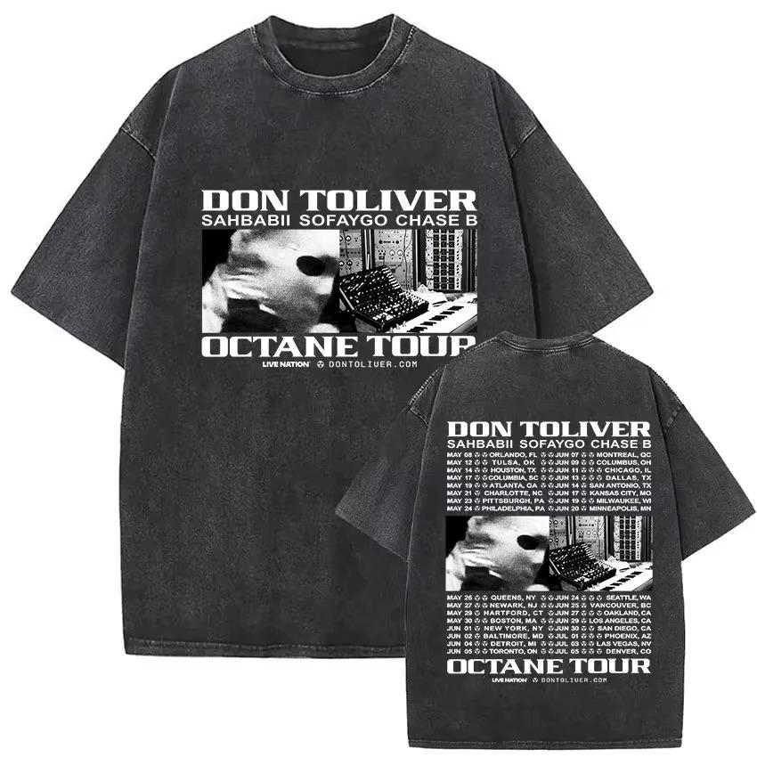 Vintage Washed Don Toliver Octane Album Merch T Shirt Unisexs Women Hip Hop Oversized Gothic Tshirt Tshirts Streetwear