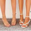 2021 European & American Plus Size Women's Square Toe High Heel Sandals