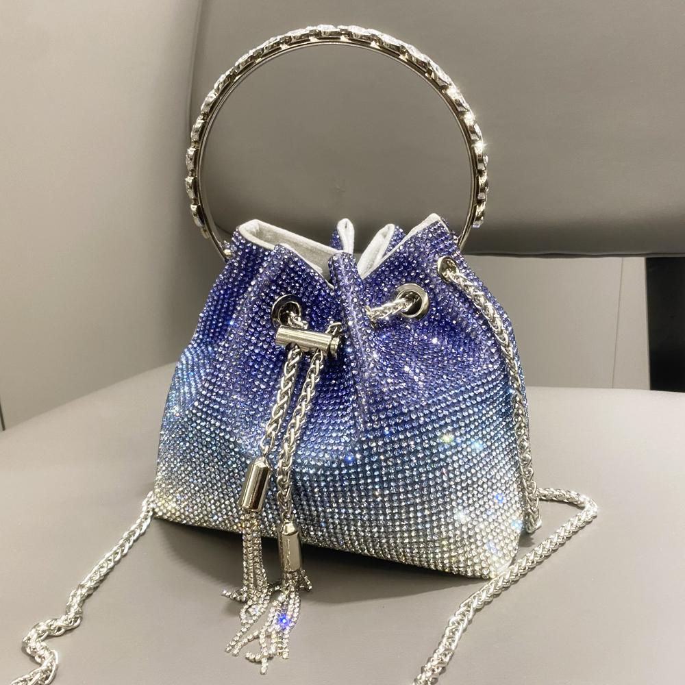 Handle Rhinestones Evening Clutch Bag Purses and Handbag Luxury Designer Shoulder Bags Shiny Crystal Clutch Purse Bucket Bag