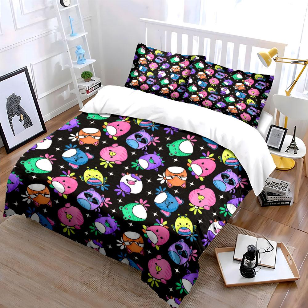 Colorful Cartoon Animal Decor Set Soft Comfortable Duvet Cover Bedding Set Included 1*Duvet Cover & 2*Pillowcases, Gift