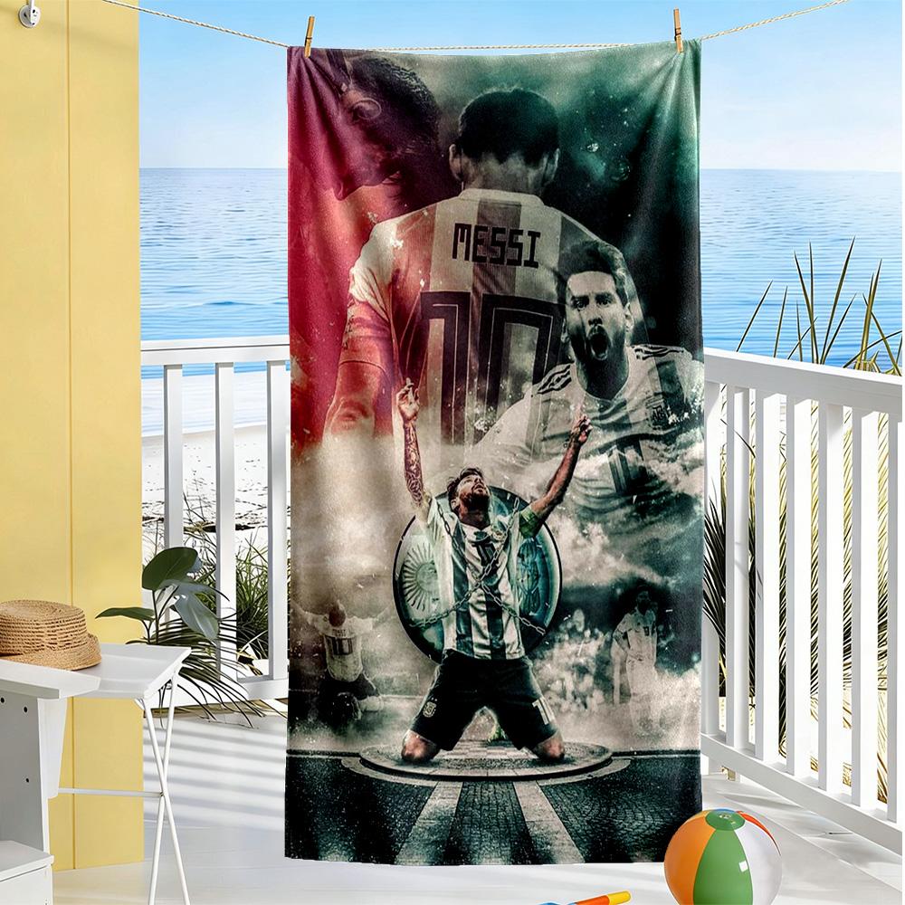 Football Messi Beach Towel Quick-Dry Soft Microfiber Comfortable Lightweight Portable for Swimming,Beach,Camping, Travel, Beach Accessories,Gym