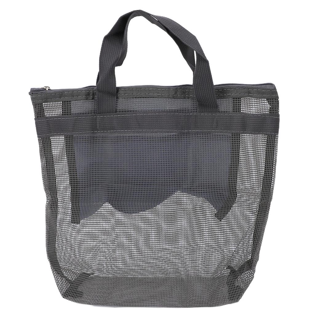 Mesh Beach Bag Quick Drying Mesh Shower Caddy Travel Toiletry Bag for Toys Pool Family Travel Vacation Dark Gray