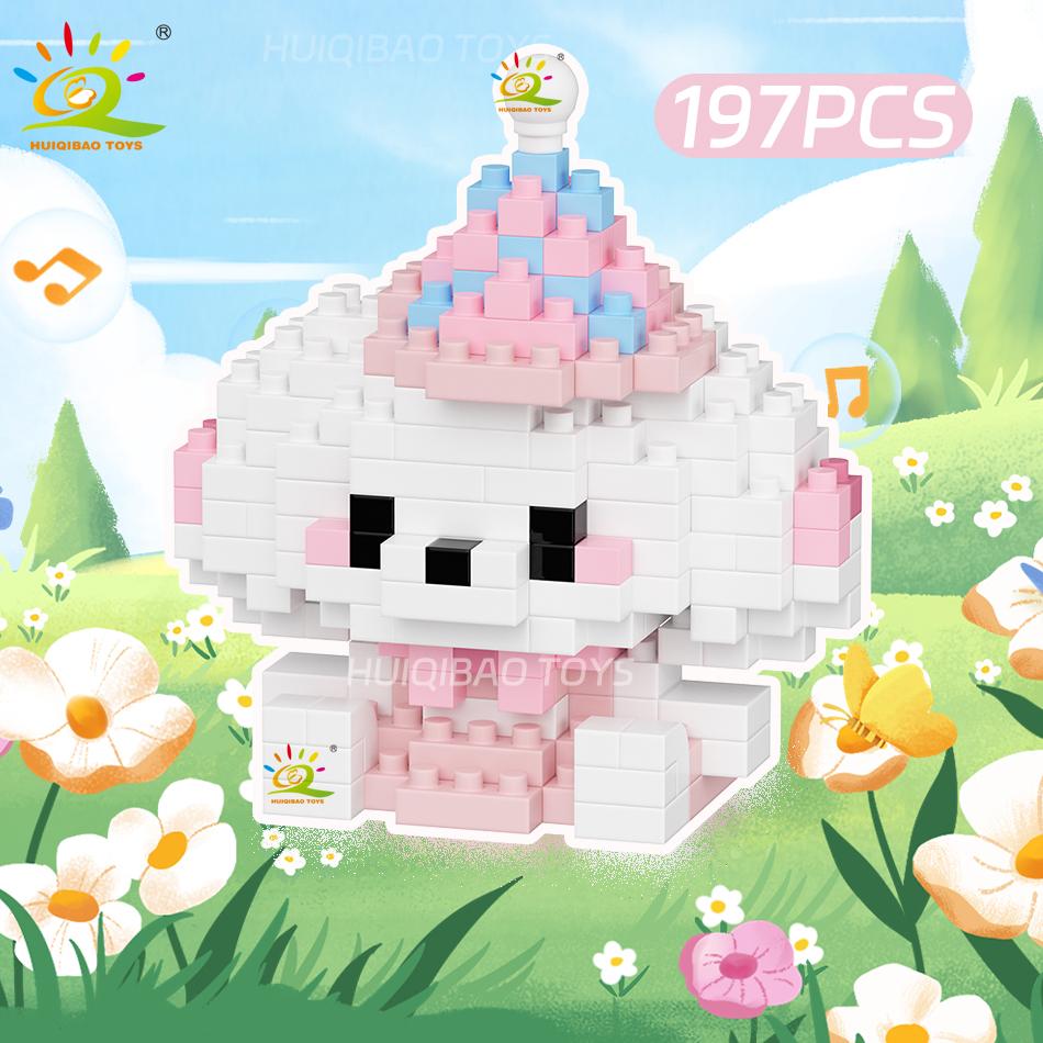 HUIQIBAO MINI Weihnachten Giraffe Capybara Kunst Hut Hund Mikro Baustein Set Stadt Cartoon Tier Diamant Steine Spielzeug Erwachsener